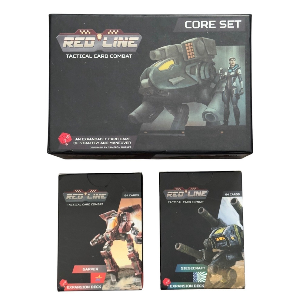 Redline Tactical Card Combat Core Set Lot w Sapper & Siegecraft Expansion Decks - Picture 1 of 8